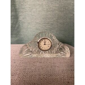 Tipperary Crystal Arched Desk Clock Roman Numerals Clear Analog